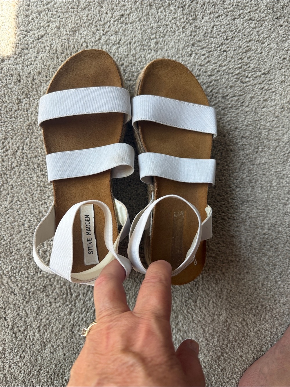 Steve Madden White Triple-Strap Elastic Sandals for Women